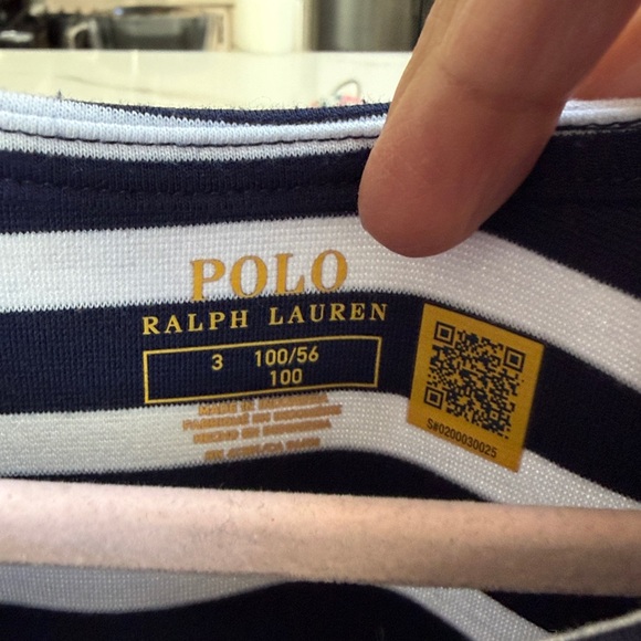 Polo Ralph Lauren Striped Navy and White Kids Dress Size 3 - Picture 6 of 7